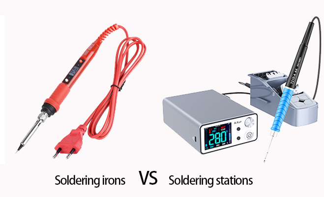 What is the difference between a soldering iron and a soldering station?