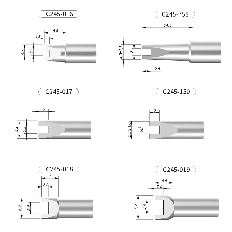 Weller Soldering Tips 3-Piece JBC C245 Soldering Tip Set - Compatible With T245 Stations (KU, I, C2 Styles) Hakko Soldering Tips