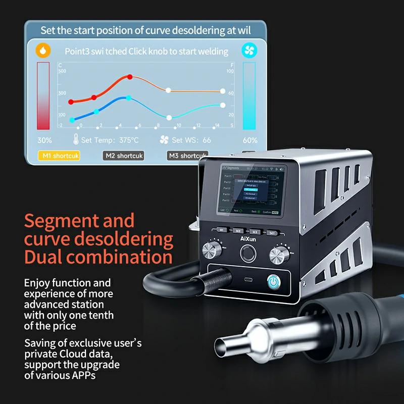 H314 1400W Smart Hot Air Gun Heating Intelligent Rework Station For SMD BGA Repair 6