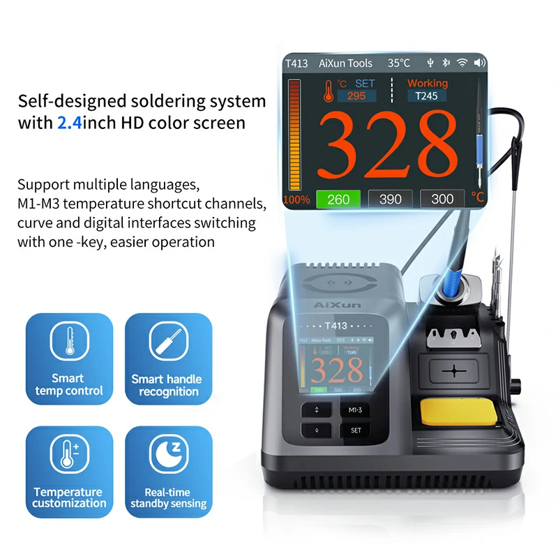 T413 200W Integrated Smart Soldering Station Compatible with T245/T225 Handle 6