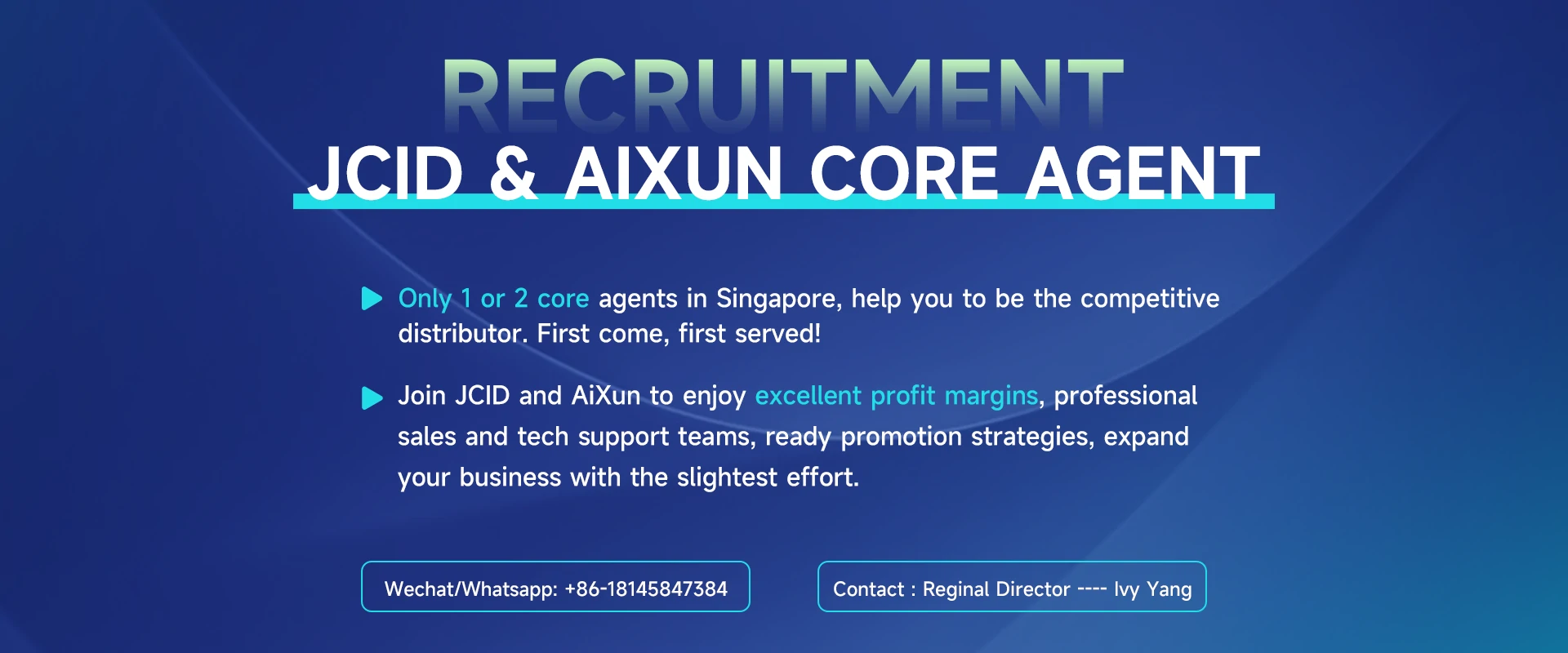 RECRUITMENT AiXun CORE AGENTS IN SINGAPORE
